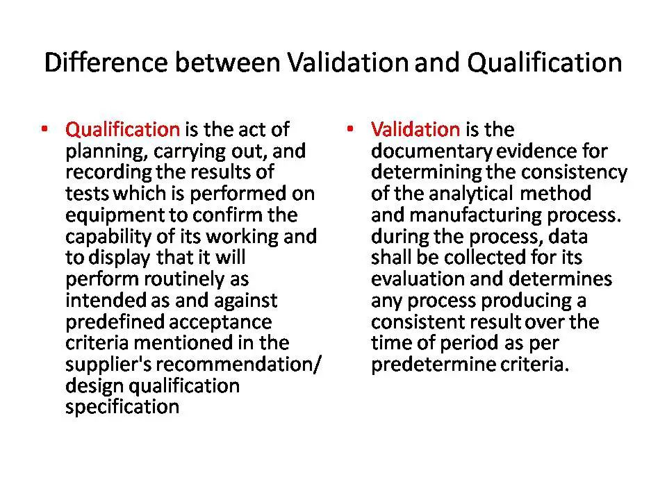 Validation Calibration and Qualification