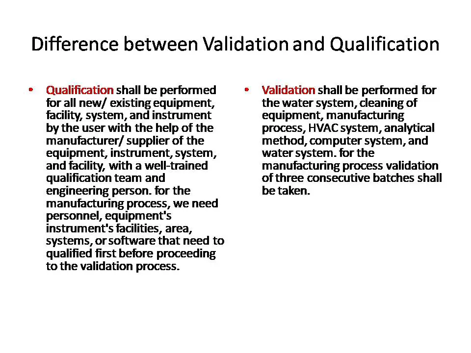 Difference between validation and qualification 2