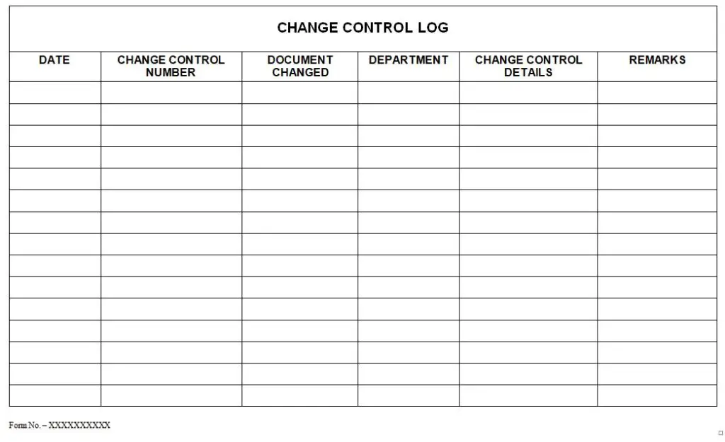 sop on change control logs