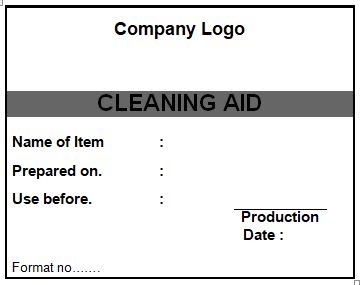 cleaning aid status label