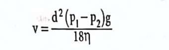 Formula for particles in a suspension is expressed through Stoke's law