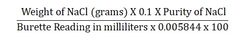 formula for Preparation and Standardization of 0.1 M Silver Nitrate solution