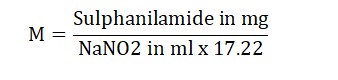 Calculation formula for 0.1 M Sodium Nitrite Preparation and Standardization