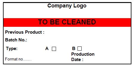 To be  cleaned status label