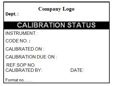 Calibration status label/ Status Labeling