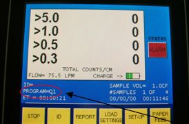 Selected program from particle counter