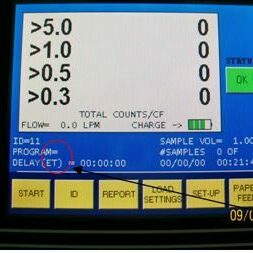 particle counter main screen to select a location ID