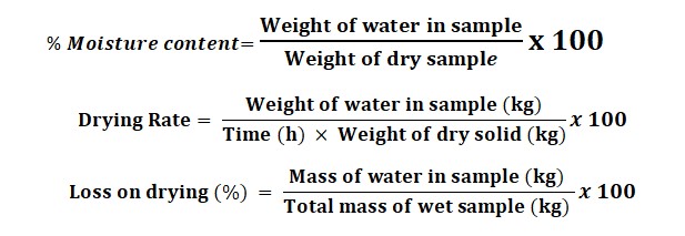 Formula for Drying process measurement