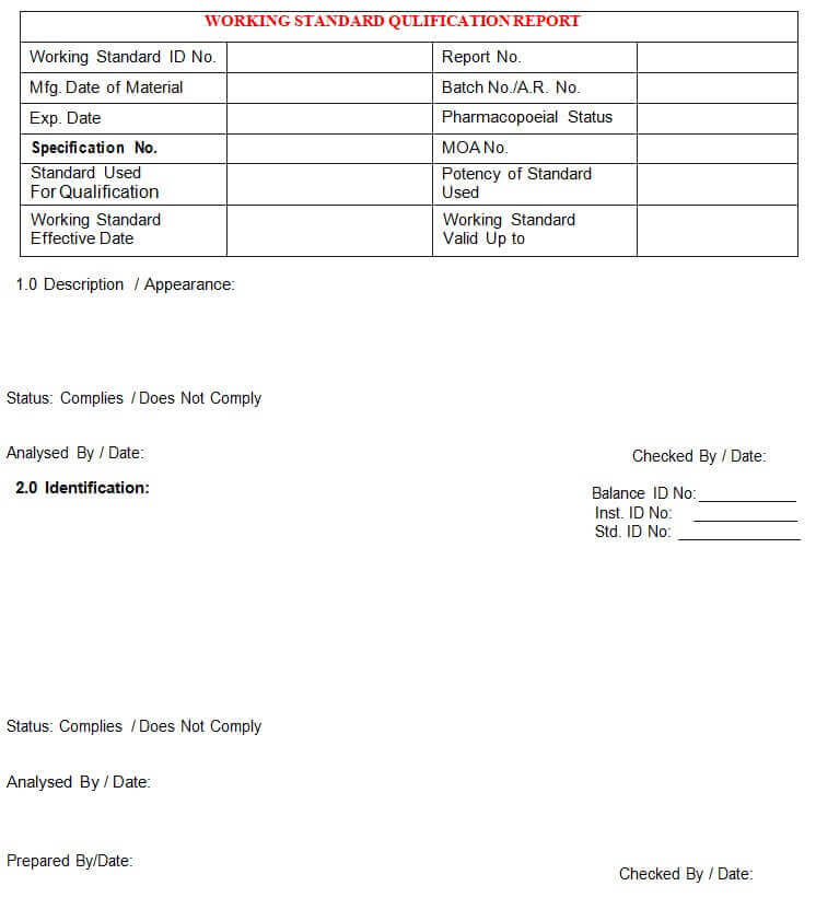 Annexure - II: Working Standard Qualification Report-1