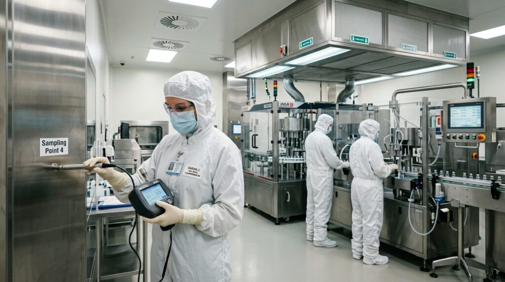 AHU installation qualification checklist showing equipment setup verification in pharma cleanroom