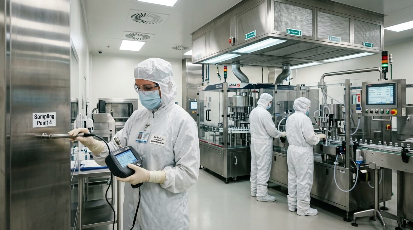 AHU installation qualification checklist showing equipment setup verification in pharma cleanroom