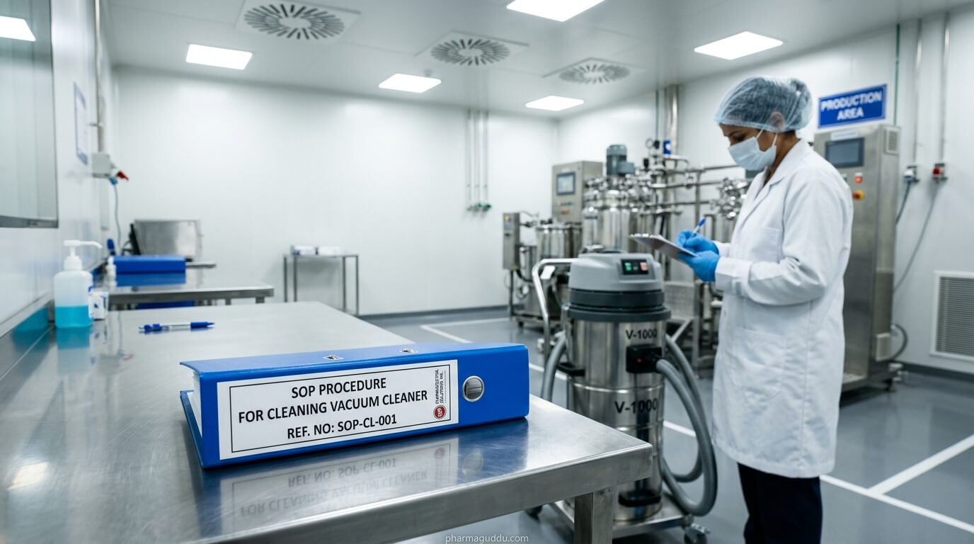 Vacuum Cleaner Cleaning Record annexure used in pharmaceutical production department for documenting equipment cleaning activities and maintenance procedures.